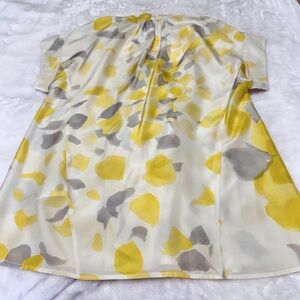 Elegant Yellow and Gray Floral Midi Dress